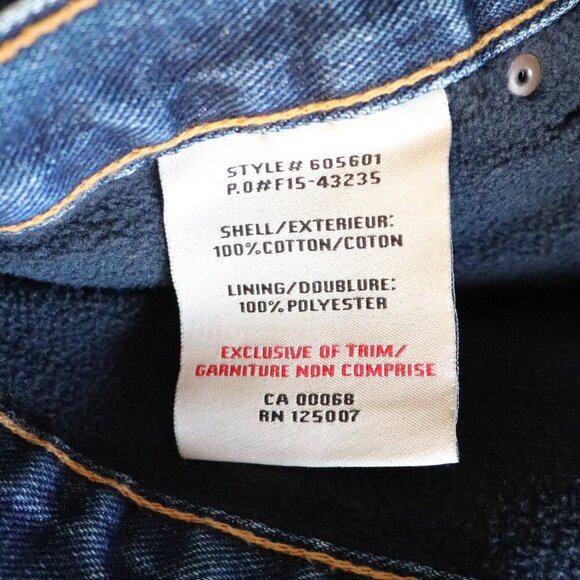 Work King Men's 36Wx30L Blue Denim Thermal Fleece Lined Straight Leg Jeans - Picture 10 of 10